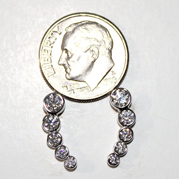 Sterling Silver Graduated Diamond Stud Earrings - Picture 3 of 4